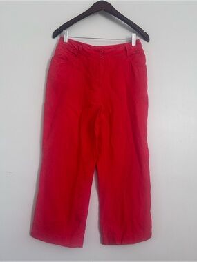 Eileen Fisher Red Linen Wide-Leg Pants S